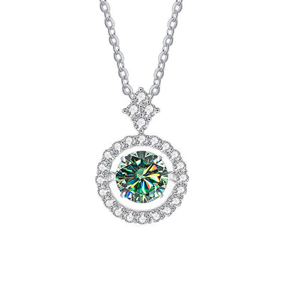 Live Hot S925 Sterling Silver Pulsatile Heart Moissanite Pendant Female Light-chasing Smart Clavicle Chain Moissanite Necklace