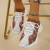 Floral Print Colorblock Mesh Shoes Casual Light Lace-up Sneakers For Women Douson Odeh