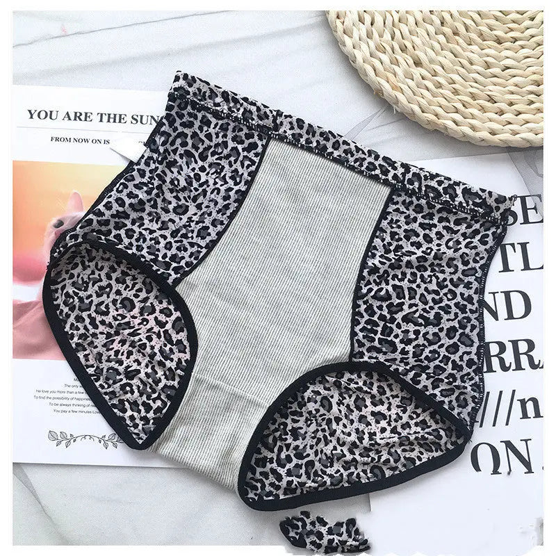 Belly Contracting Hip Lifting Sexy Seamless Leopard Print High Waist Soft Breathable Underwear For Women Douson Odeh