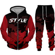 Men's Camouflage Print Zipper Hoodie Pants Set