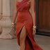 Strapless Slit Evening Gown