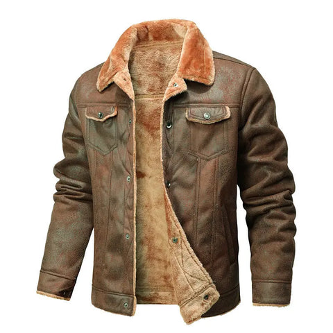 Men's Autumn And Winter New Fur Korean Lapel Slim Fit Warm Coat Douson Odeh