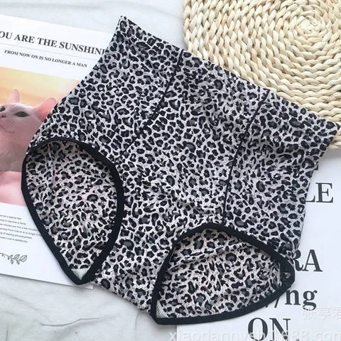 Belly Contracting Hip Lifting Sexy Seamless Leopard Print High Waist Soft Breathable Underwear For Women Douson Odeh