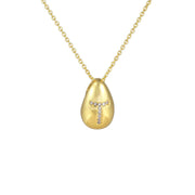 Glossy Water Drop 26 English Letter Pendant Copper-plated Gold Simple Pendant Female