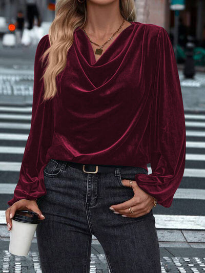 Women's Pile Collar Long Sleeve Top