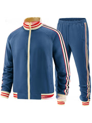 Men's Casual Sports Suit Color Matching Two-piece Set