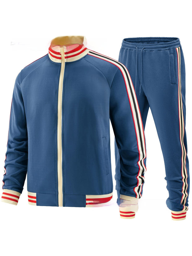 Men's Casual Sports Suit Color Matching Two-piece Set
