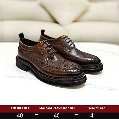 Brogue Men's Shoes Thick Bottom Height-increasing Leather Leather Shoes Douson Odeh