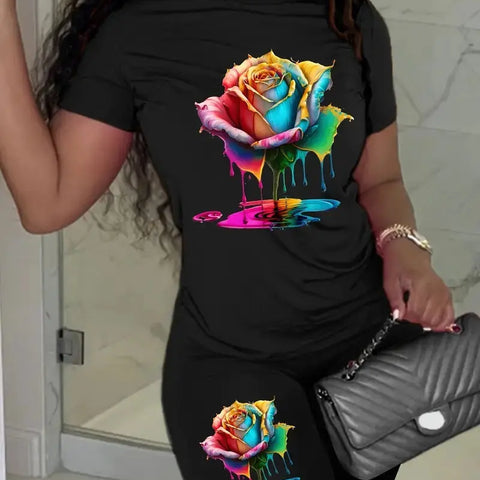 Printed Drop Shoulder T-Shirt Graphic Tees Women Tops Douson Odeh