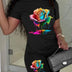 Printed Drop Shoulder T-Shirt Graphic Tees Women Tops Douson Odeh