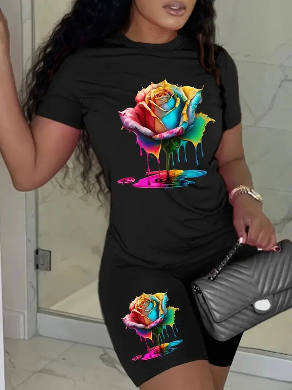 Printed Drop Shoulder T-Shirt Graphic Tees Women Tops Douson Odeh