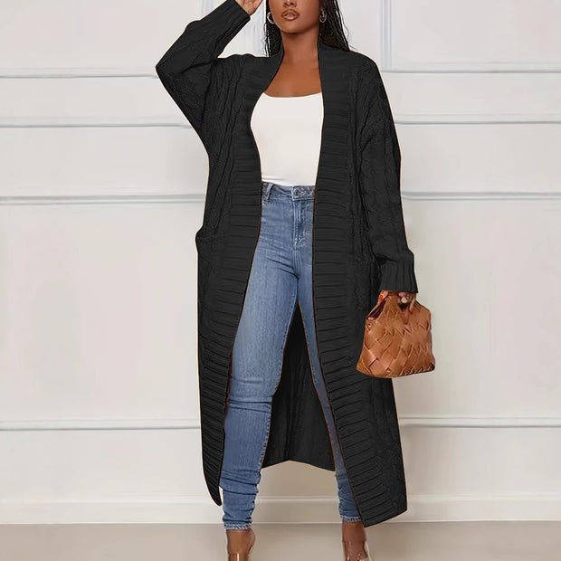 Women's Solid Color Elegant Knitted Coat Fashion Pocket