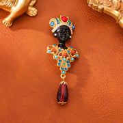 Egyptian-shaped Colored Glaze Brooch Ethnic Style Jewelry