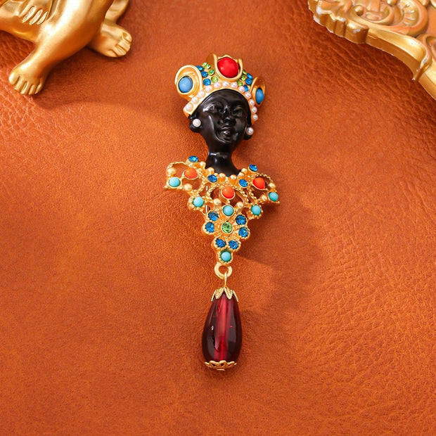 Egyptian-shaped Colored Glaze Brooch Ethnic Style Jewelry