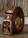 3.8CM Wide Thick Double-sided Cowhide Brass Buckle Belt