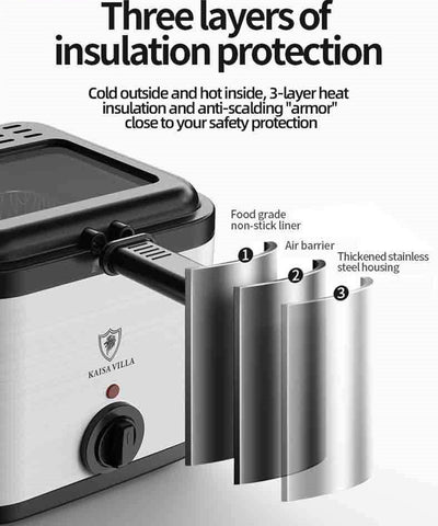 electric air fryer skewer machine showcasing three layers of insulation protection for safety and efficiency.