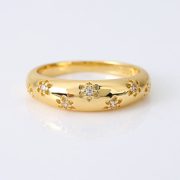 Affordable Luxury Fashion Copper Inlaid Zircon Flower Ring