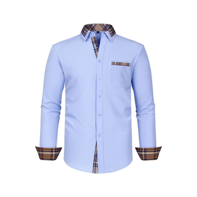 Large Size Patchwork Flower Collar Long Sleeved Men