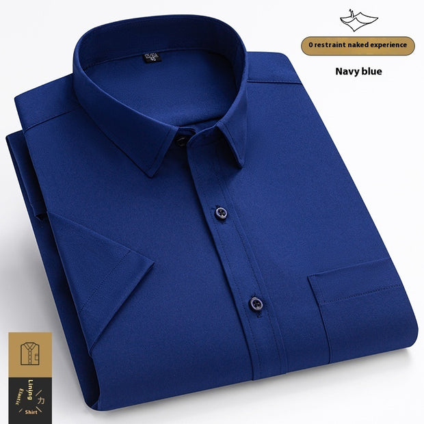 Fashion High Elastic Ice Silk Men's Short Sleeve Shirt