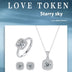 Korean Style Asterism Moissanite Ring Necklace Suit