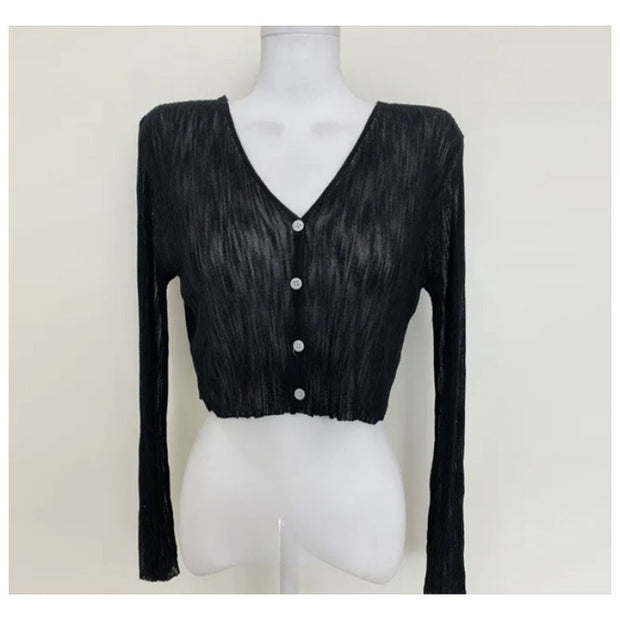 Solid Color Long Sleeve Buckle Sun Protection Cardigan Sweater