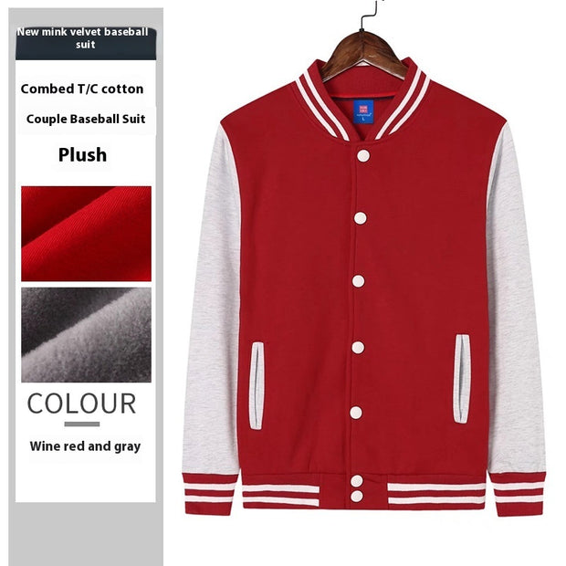 Brushed Jacket Coat Student Party Embroidery Print