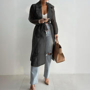 Women's Solid Color Half Sheer Long Sleeve Cardigan With Buttons & Belt - Lightweight Cover-Up For Summer