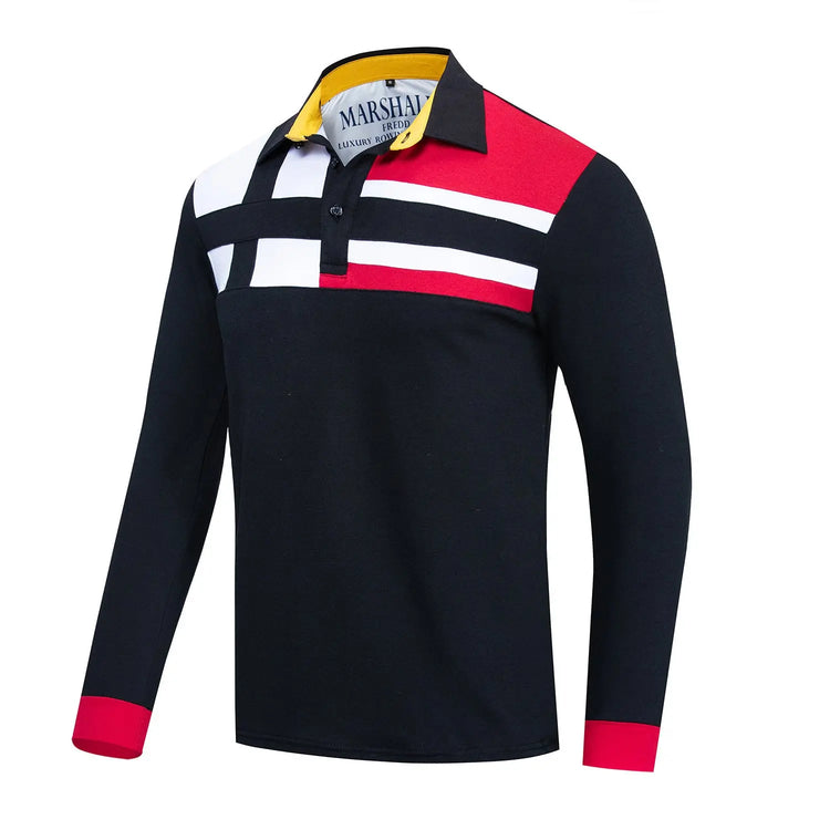 Men Colorblock Short Sleeve Polo Shirt Douson Odeh