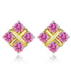 Korean Style S925 Pt950 Gold Plated Geometric Moissanite Stud Earrings