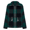 Women's Long-sleeved Plaid Lapel Zipper Plush Coat