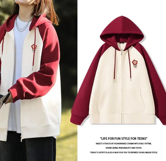 New Contrast Color Women's Clothing Winter Fleece-lined Casual Cardigan Coat Outerwear Women Douson Odeh