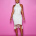 Sexy Wrap Bust Outback Beaded Fringe Sleeveless Knit Slip Dress