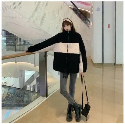 Lamb Down Women's Autumn And Winter All-matching Loose Short Casual Top