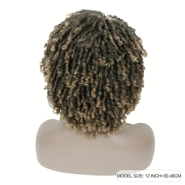 Short Hair Braided Non-toxic Wig African Curly Wig Synthetic Wig African Hair Braided Hook Braided Wig Dirty Braid Headgear