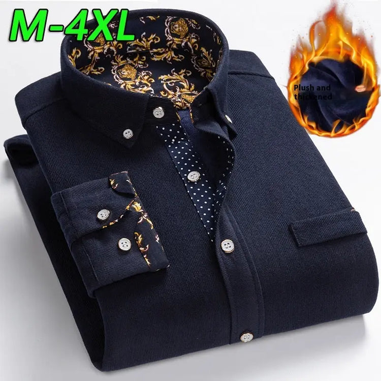 Winter Corduroy Fleece Warm Shirt Men Douson Odeh