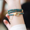 Blue Water Jade Abacus Beads Three Rings Tourmaline Pearl Bracelet