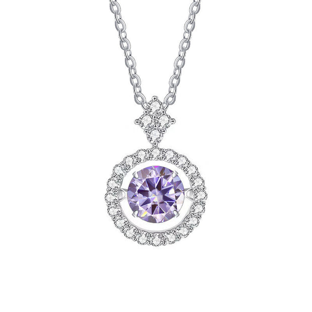 Live Hot S925 Sterling Silver Pulsatile Heart Moissanite Pendant Female Light-chasing Smart Clavicle Chain Moissanite Necklace