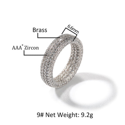 Copper Inlaid Zircon Full Diamond Ring Personality Simple Men