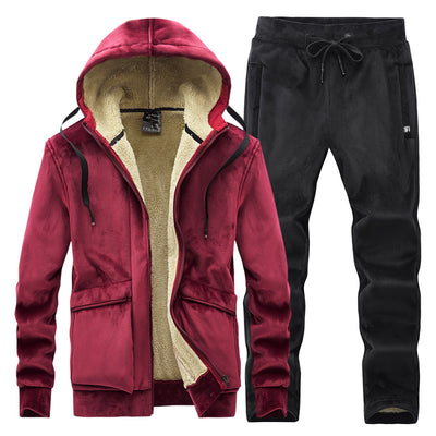 Middle-aged And Elderly Men's Fleece Thick Sports Suit