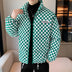 Down Cotton-padded Clothes Chessboard Stand Collar Men Thick Warm Jacket Douson Odeh