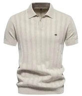 Ribbed Knit Polo Shirt for Men Douson Odeh