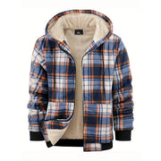 Men's Wool Plaid Hooded Jacket Outdoor Sportswear