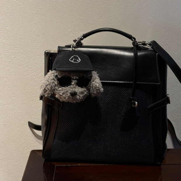 Gray Plush Doll Cute Cartoon Sunglasses Puppy Toy Bag Package Pendant