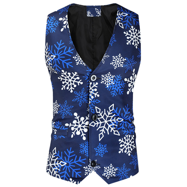 Men's Casual Printing Suit Vest Trouser Suit