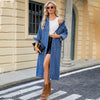 Women's Washed Cardigan  Long Denim Jacket Windbreaker