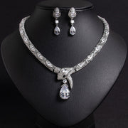 Personalized Fashion Zircon Snake Necklace Earrings Suit