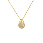 Glossy Water Drop 26 English Letter Pendant Copper-plated Gold Simple Pendant Female