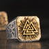 Domineering Nordic Viking Knot Silver Ring Silver Inlaid Copper