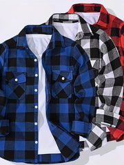 Men's Casual Loose Flannel Plaid Shirt
