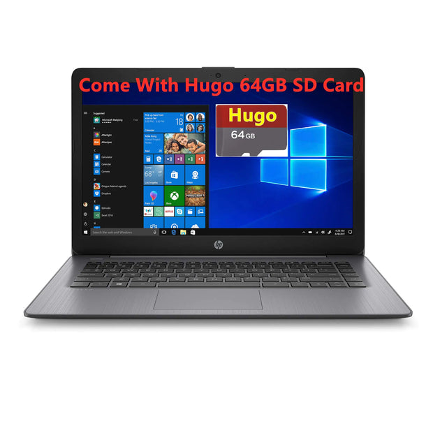 Newest HP Stream 14inch HD(1366x768) Display Intel Celeron N4000 Dual-Core Processor 4GB RAM 128GB(64GB eMMC + Hugo 64GB SD Card) HDMI WiFi Webcam Bluetooth Win10 S Black (Renewed)
